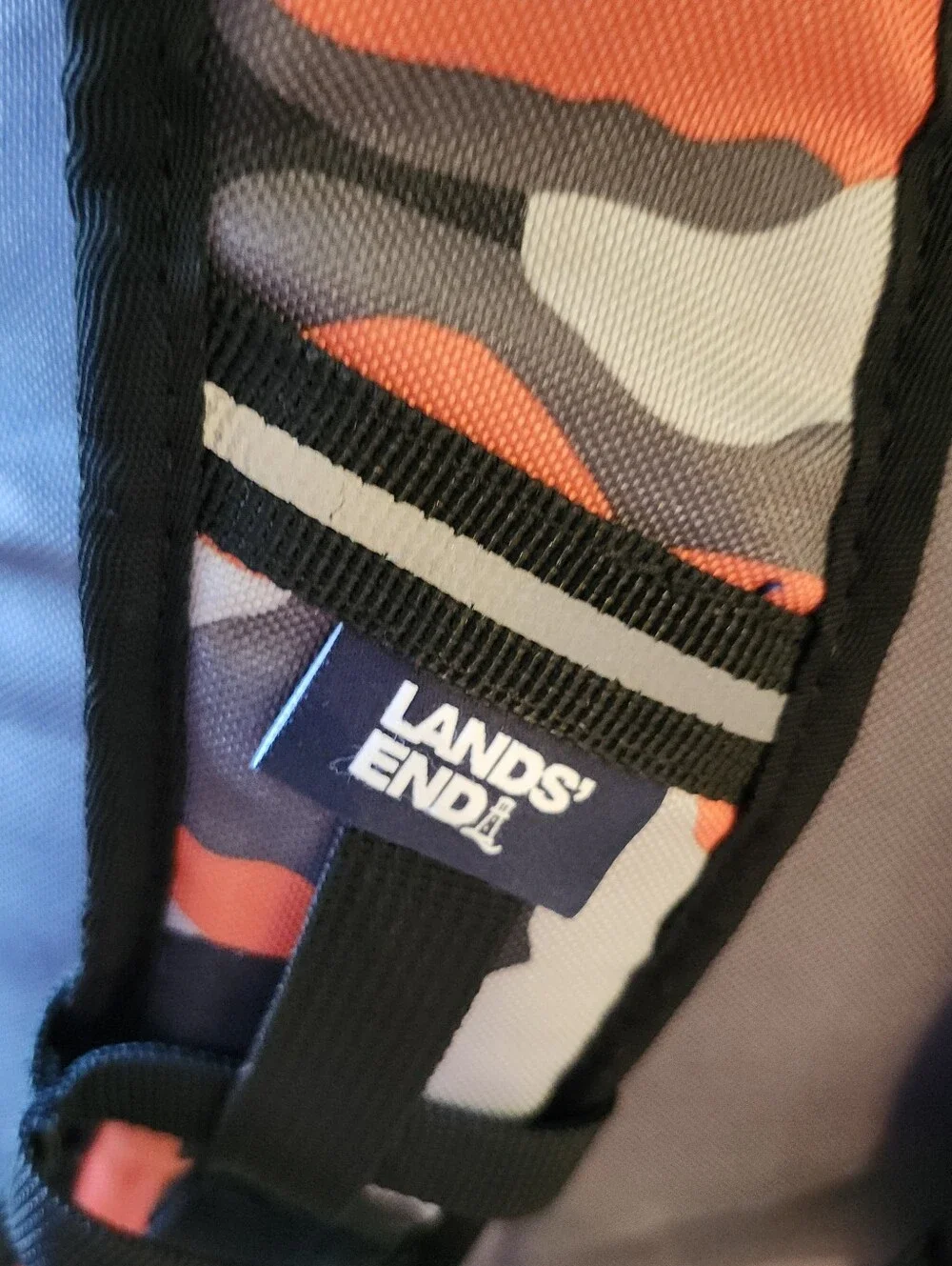 Lands' End Classmate Backpack Orange Camo Medium & Lunchbox Set GUC